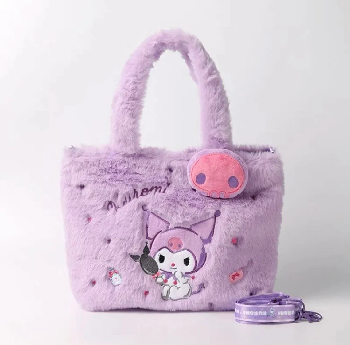 Sanrio Hello Kitty My Melody Kuromi Cinnamoroll Fluffy Shopping Totes Shoulder Bag with Strap