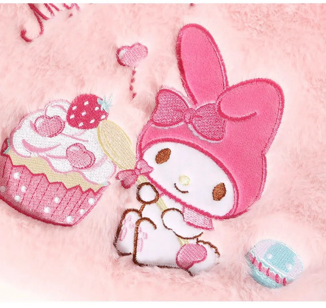 Sanrio Hello Kitty My Melody Kuromi Cinnamoroll Fluffy Shopping Totes Shoulder Bag with Strap