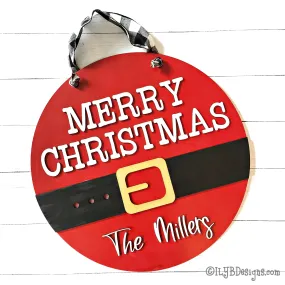 Santa Belt Round Door Hanger | Laser Cut Christmas Sign