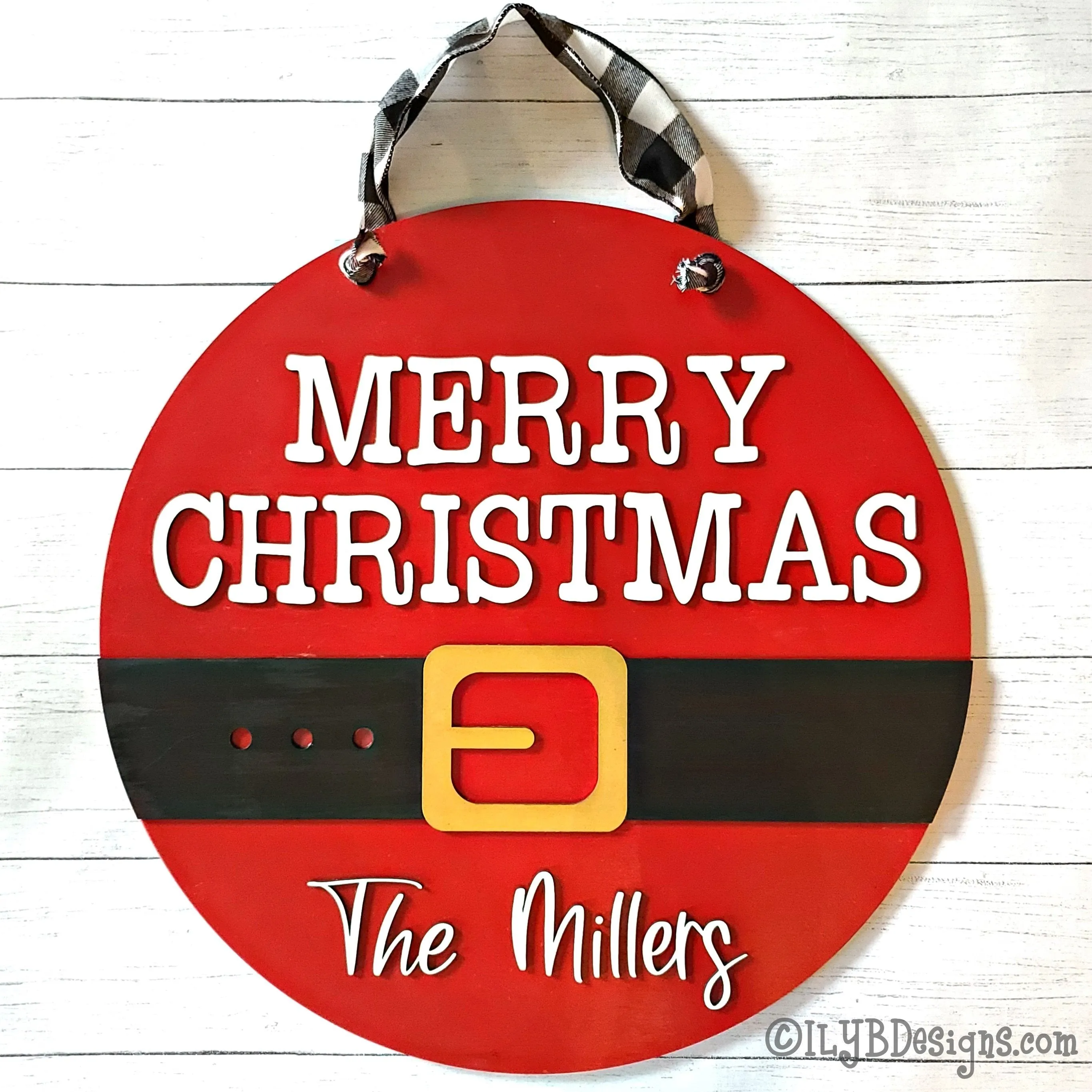 Santa Belt Round Door Hanger | Laser Cut Christmas Sign