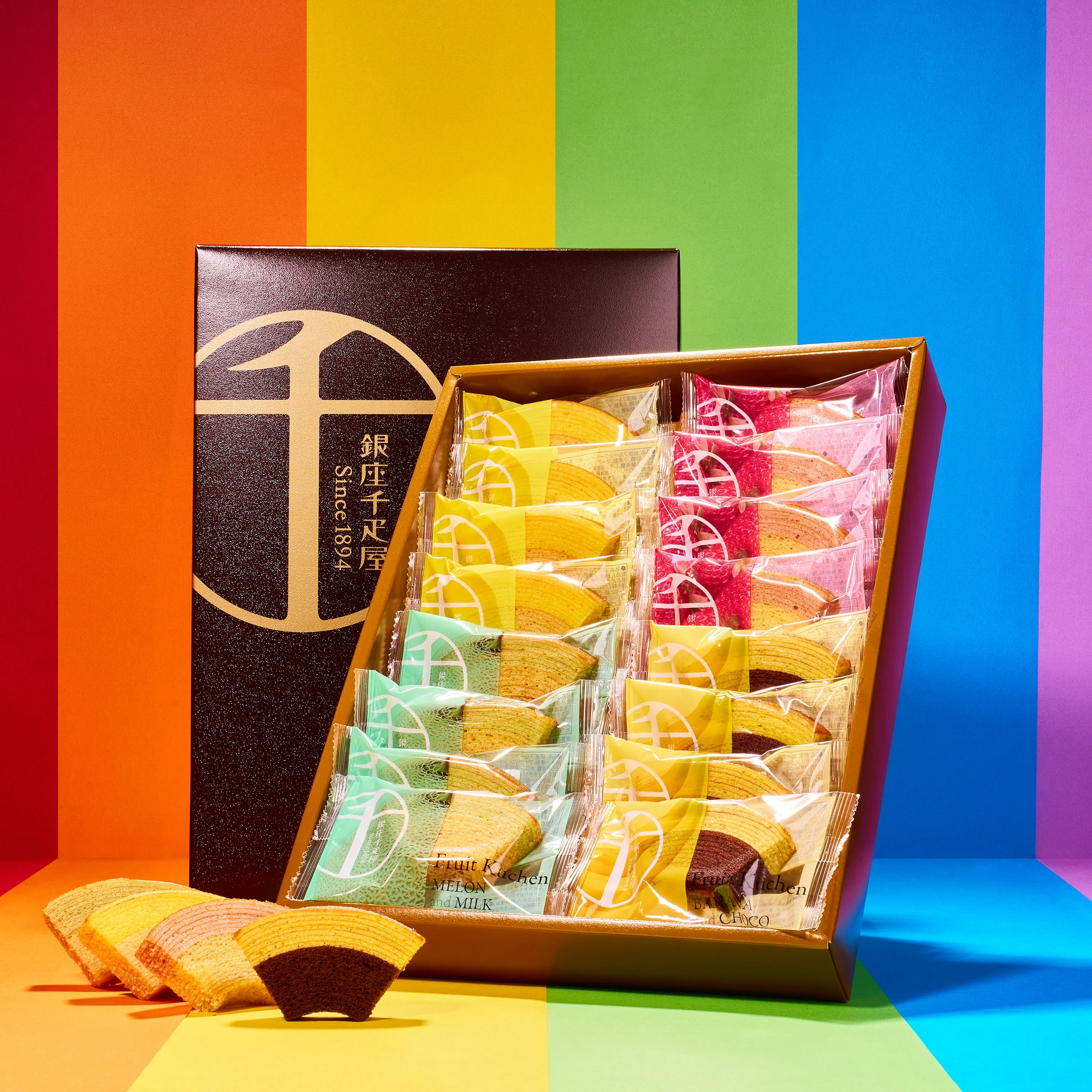 Senbikiya Fruits Baumkuchen Gift Set (16 Pieces, 4 Flavors)