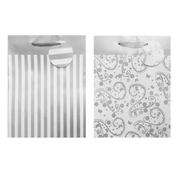 Silver Stripe / Pattern Printed Large Gift Bag