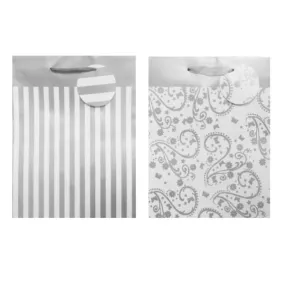 Silver Stripe / Pattern Printed Large Gift Bag