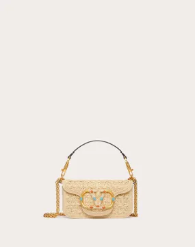 Small Locò Raffia Shoulder Bag With Jewel Logo