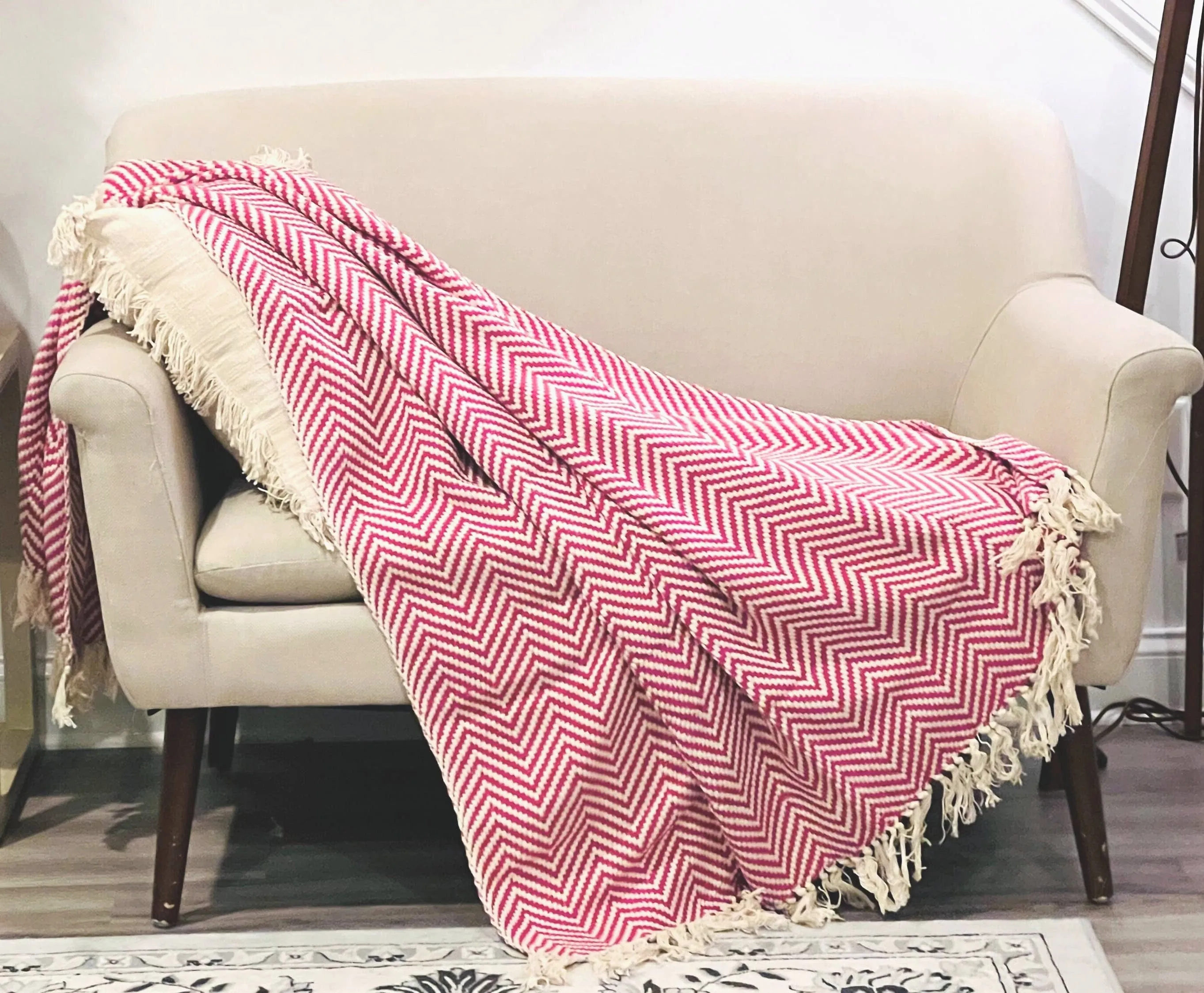 Soft Cotton Turkish blanket with tassels, Boho blanket Woven throw blanket for couch, Reversible Blanket, Housewarming gift, Christmas gift