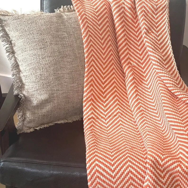 Soft Cotton Turkish blanket with tassels, Boho blanket Woven throw blanket for couch, Reversible Blanket, Housewarming gift, Christmas gift