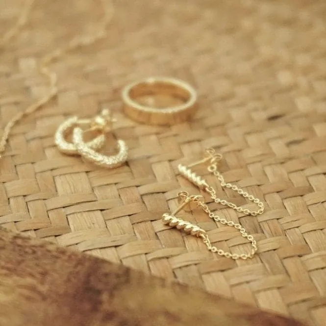Stacked Rope and Chain Drop 18ct Gold Plate Earrings EB8022_GP