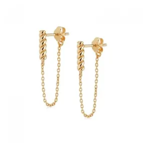 Stacked Rope and Chain Drop 18ct Gold Plate Earrings EB8022_GP