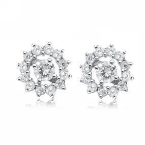 Sterling Silver Clear Cubic Zirconia Wreath Earrings