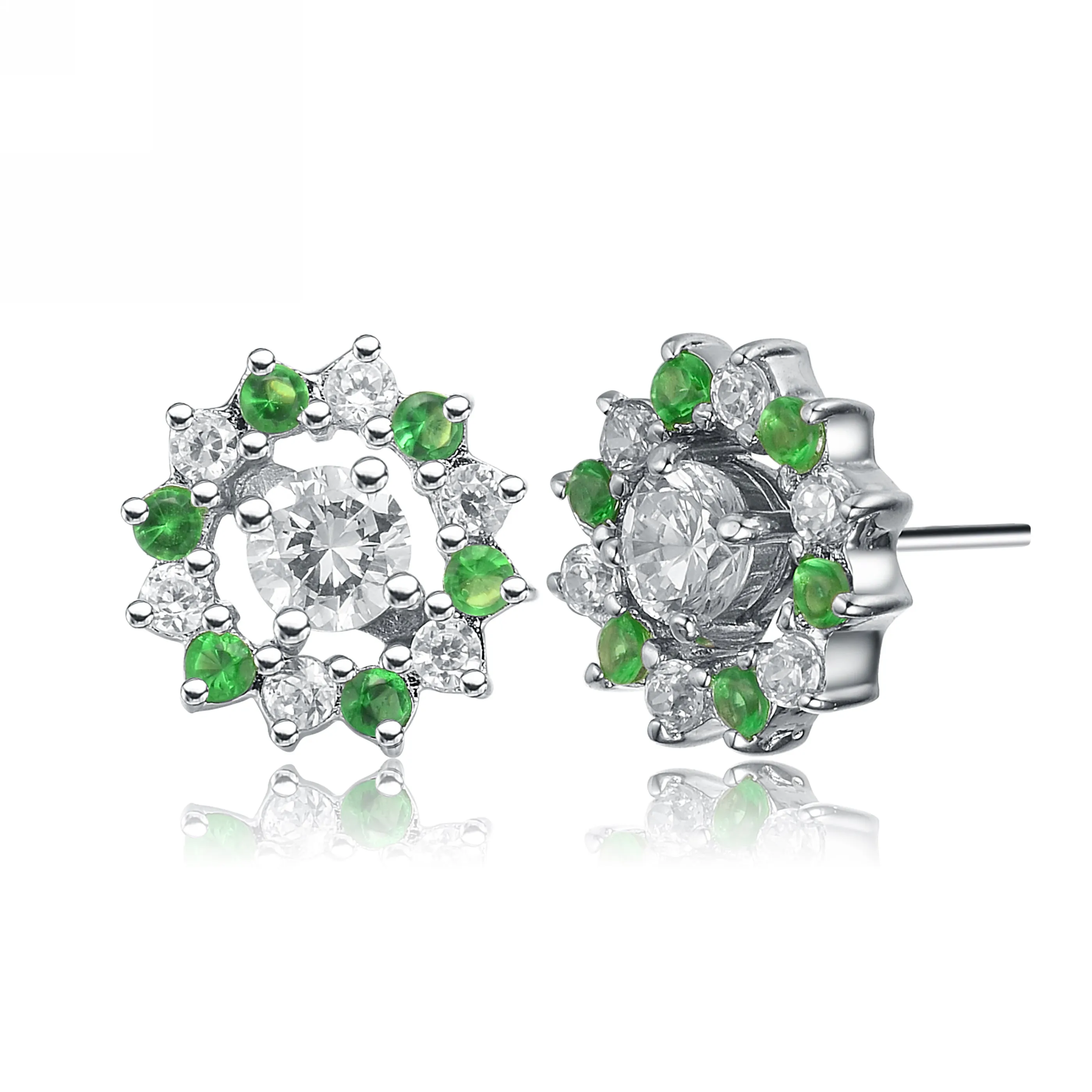 Sterling Silver Clear Cubic Zirconia Wreath Earrings