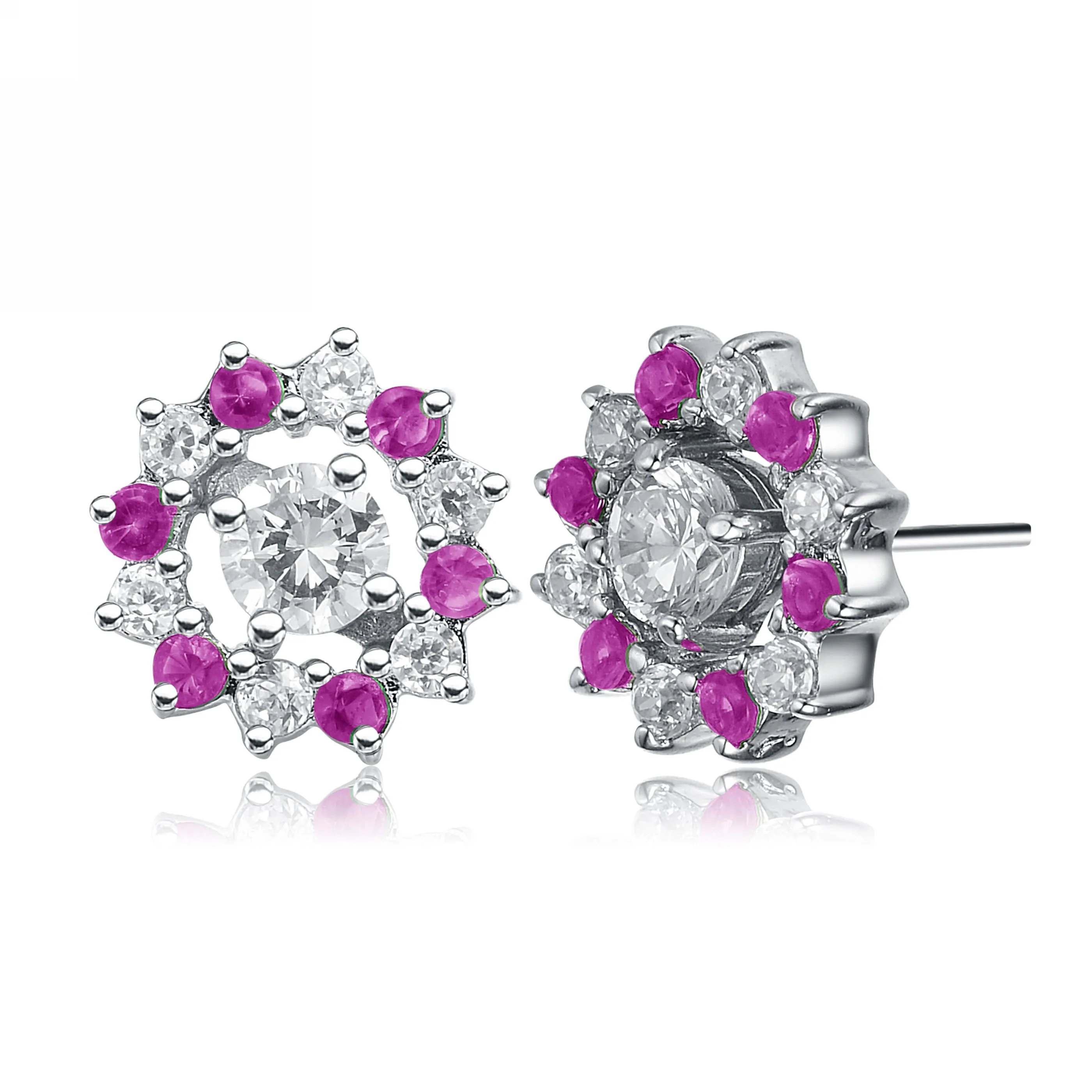 Sterling Silver Clear Cubic Zirconia Wreath Earrings