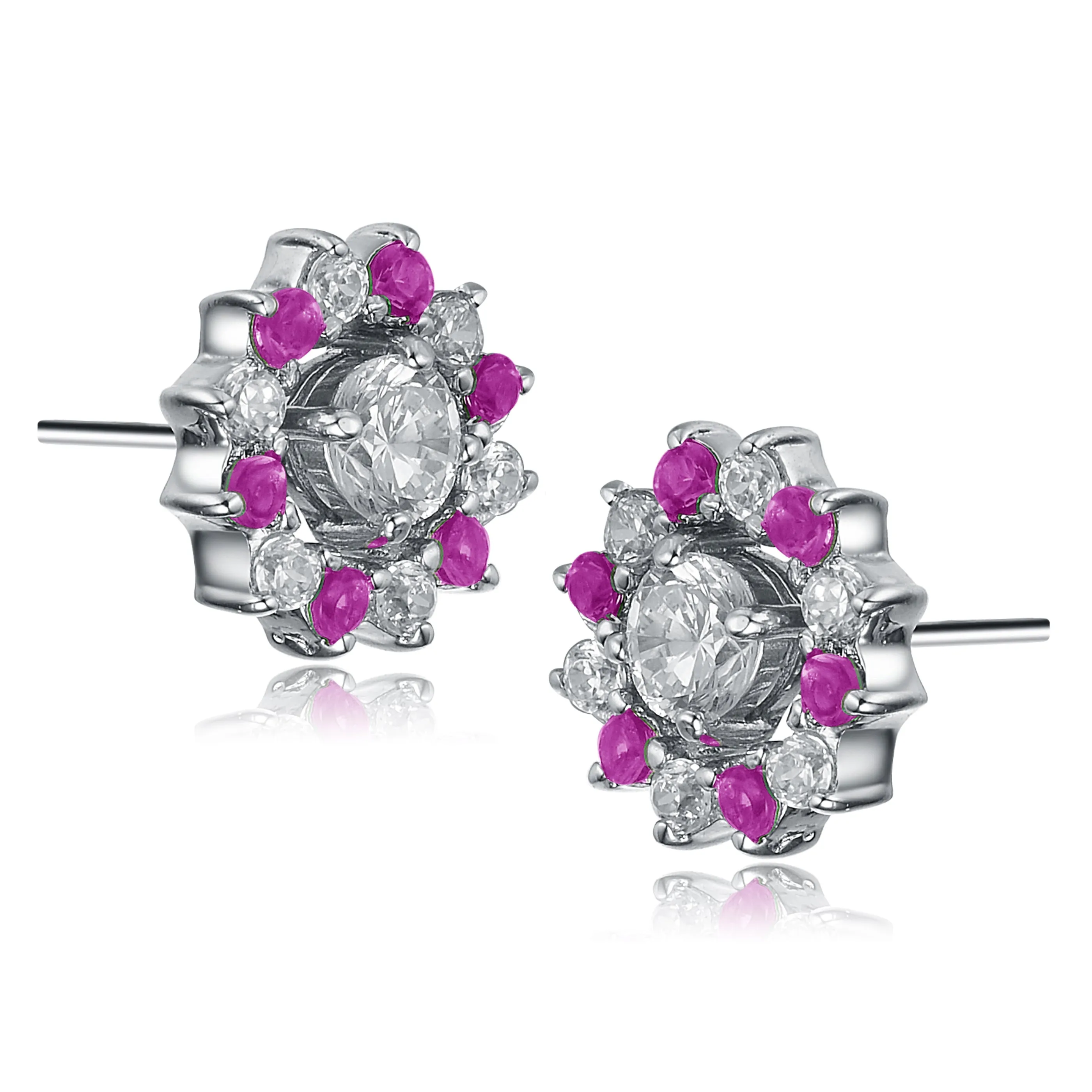 Sterling Silver Clear Cubic Zirconia Wreath Earrings