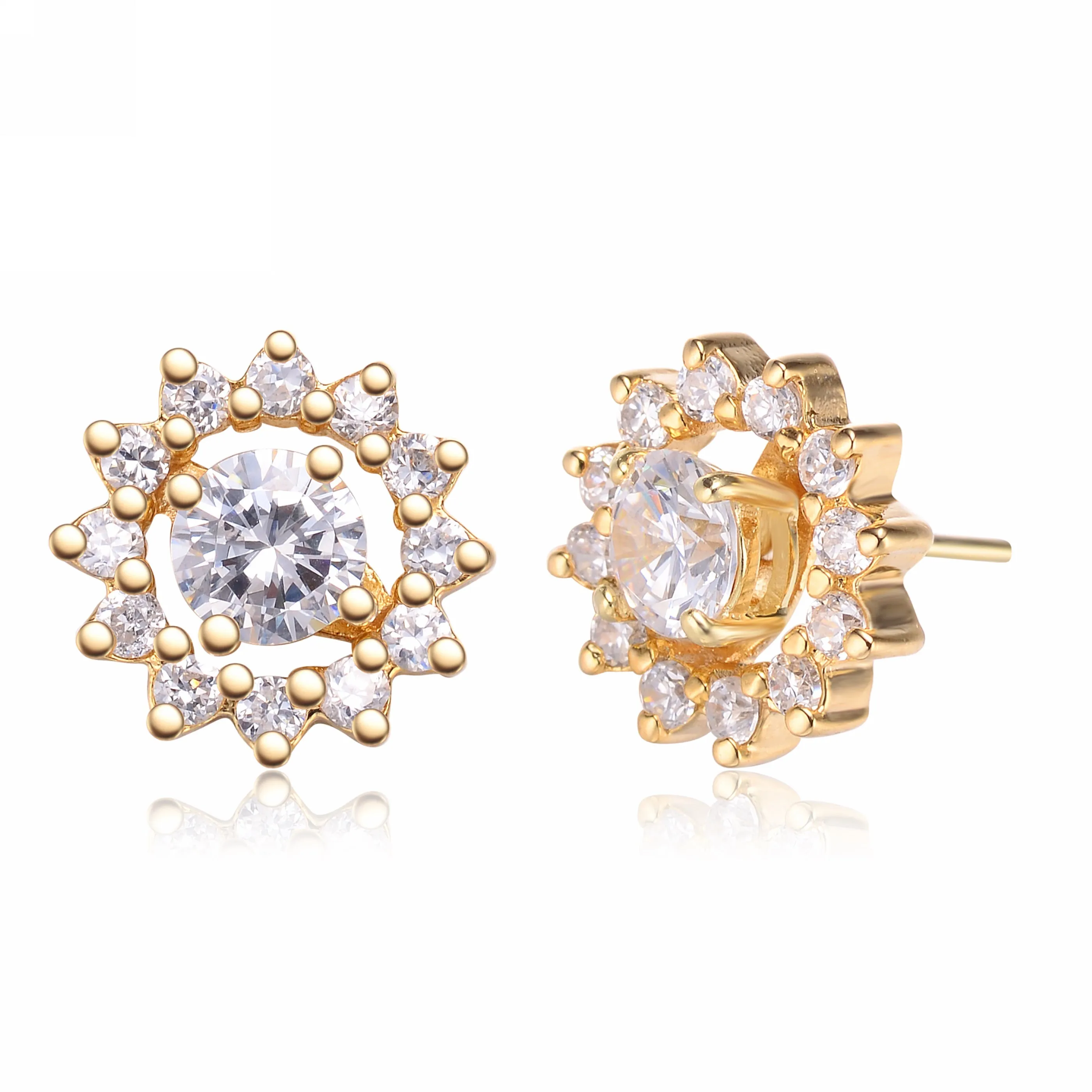 Sterling Silver Clear Cubic Zirconia Wreath Earrings