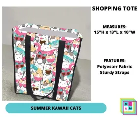 Summer Kawaii Cats Shopping Tote
