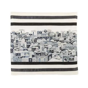 Tallit Bag - Full Embroidery - Jerusalem - Black