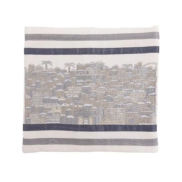 Tallit Bag - Full Embroidery - Jerusalem - Silver