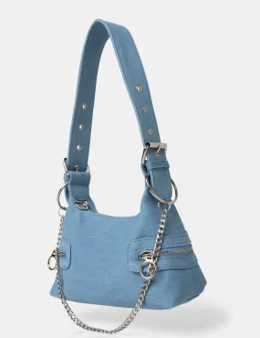 The Chain Blue Denim Shoulder Mini Bag