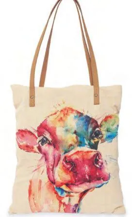 Tote Bag Canvas Cow 17x18" 801387