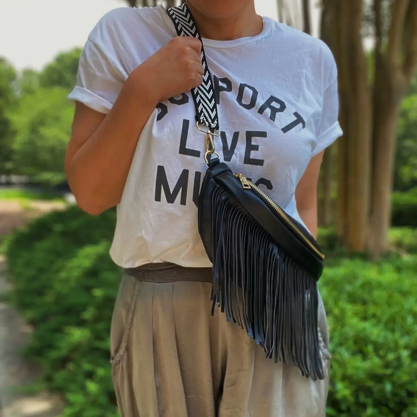 Vegan Leather Fringed-Or-Not Sling Bag