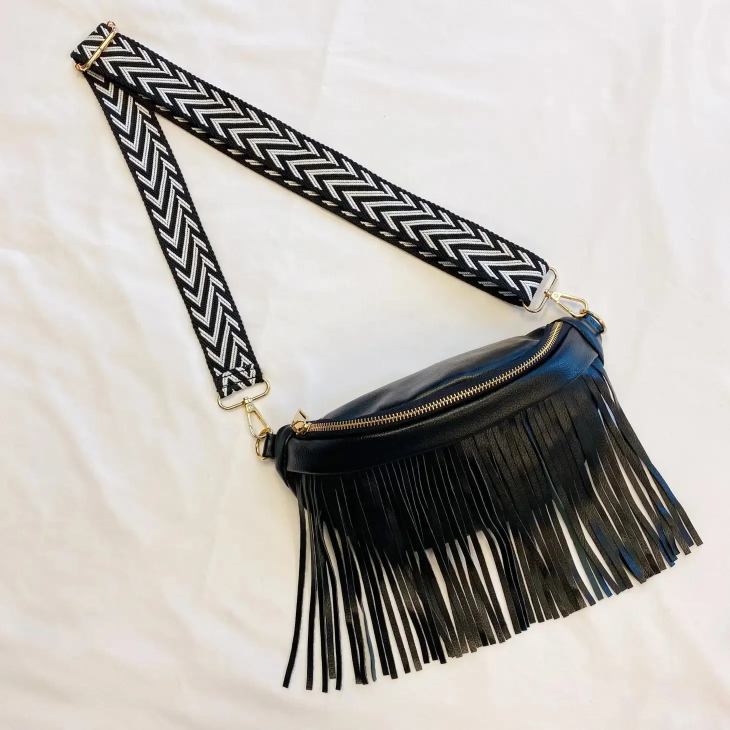 Vegan Leather Fringed-Or-Not Sling Bag
