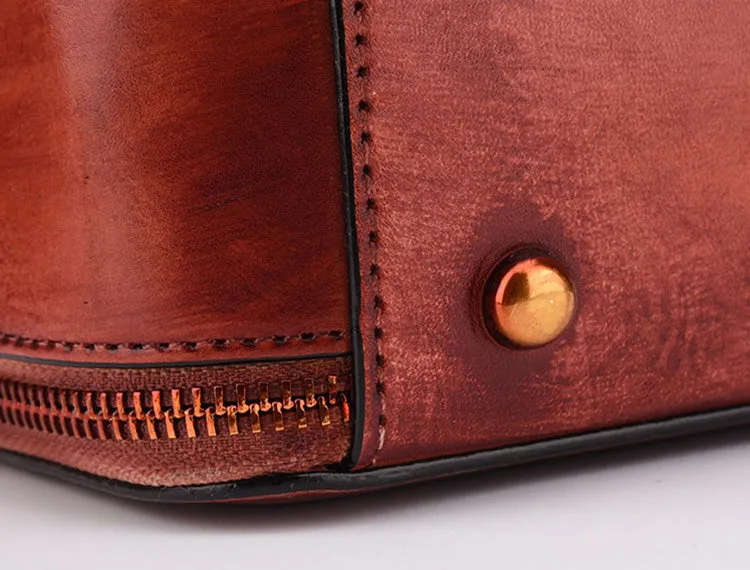 Vintage Womens Cube Bag Leather Handbags Crossbody Bags for Women