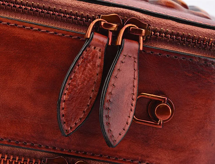 Vintage Womens Cube Bag Leather Handbags Crossbody Bags for Women