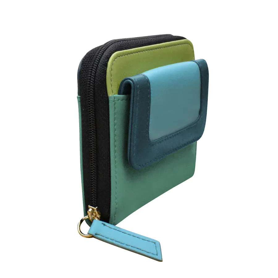 Wallet Small Flap Pocket Card Holder Serenity Multi Leather RFID Blocking 6239