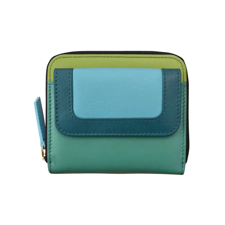 Wallet Small Flap Pocket Card Holder Serenity Multi Leather RFID Blocking 6239