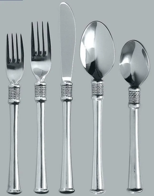 Whip Stitched Rope Flat Base South African Pewter Flatware