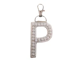 White 'P' Handwork Pearl Bag Charm