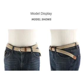Women's Elastic Woven Elastic Pant Belt Men's and Women's Korean-Style Pin Buckle Student Thin Belt