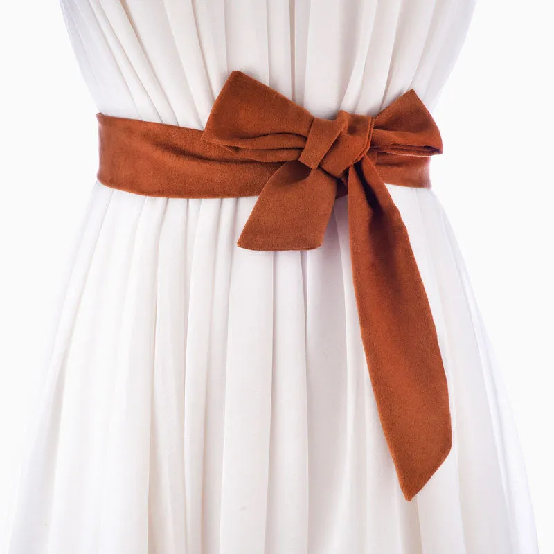 Women's Suede All-Match Ribbon with Skirt Knotted Women Belt Bag