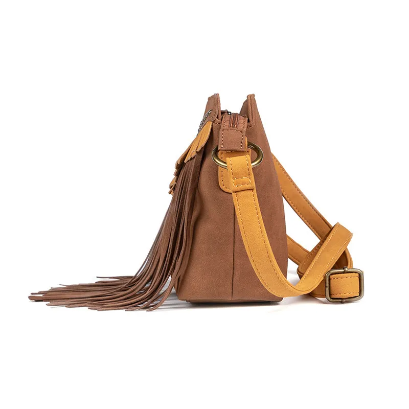 Womens Vegan Leather Fringe Crossbody Bag Western Purse With Fringe Boho Purses for Women